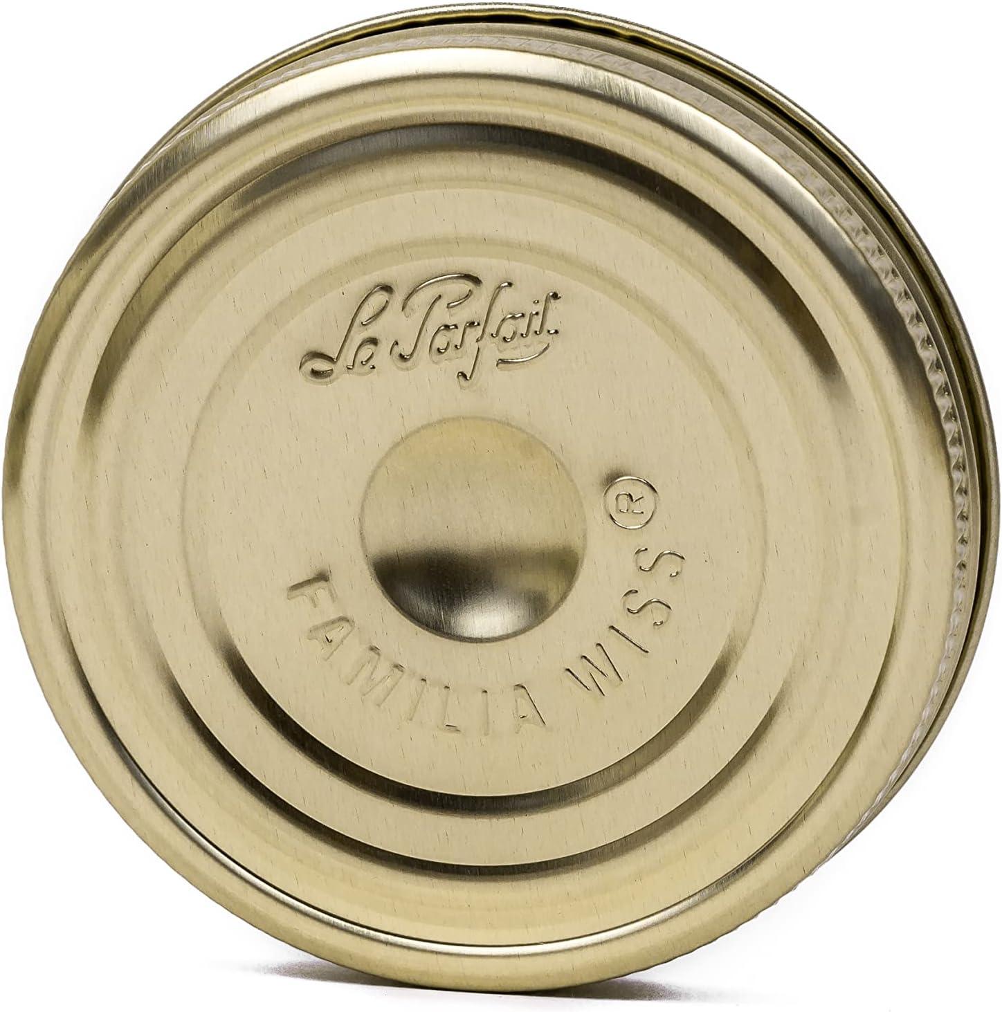 image:imageLe Parfait Familia Wiss Terrine Wide Mouth French Glass Jar wAirtight 2Piece System Gold Lids Ideal for Canning Food Storage Meal Prep Cake Jar amp DIY Crafts 16oz Pint Pack of 4 500ml24oz Single