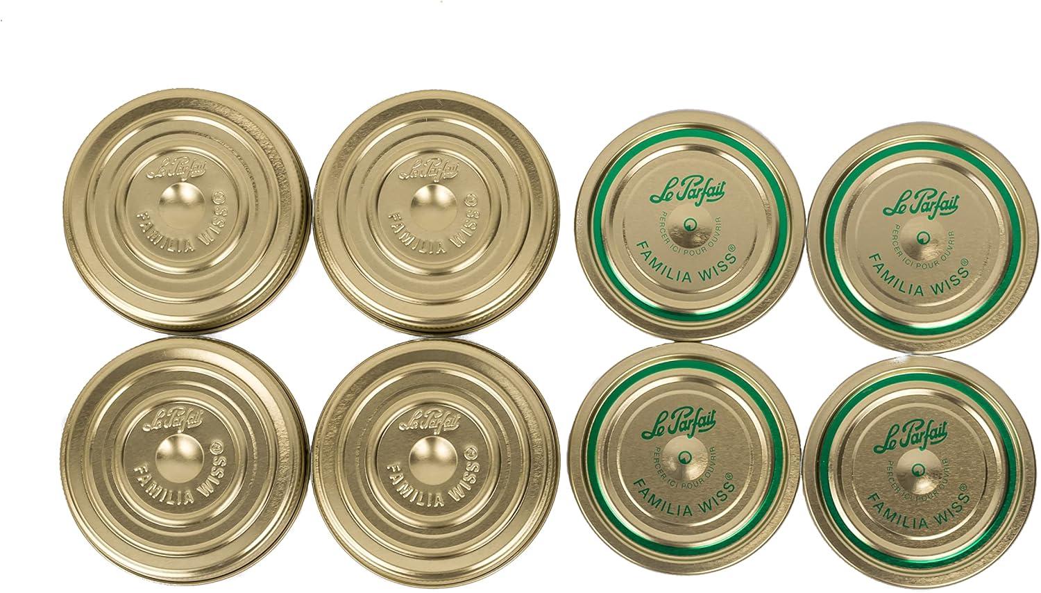 image:imageLe Parfait Familia Wiss Terrine Wide Mouth French Glass Jar wAirtight 2Piece System Gold Lids Ideal for Canning Food Storage Meal Prep Cake Jar amp DIY Crafts 7oz HalfPint Pack of 4 200ml07oz Set4