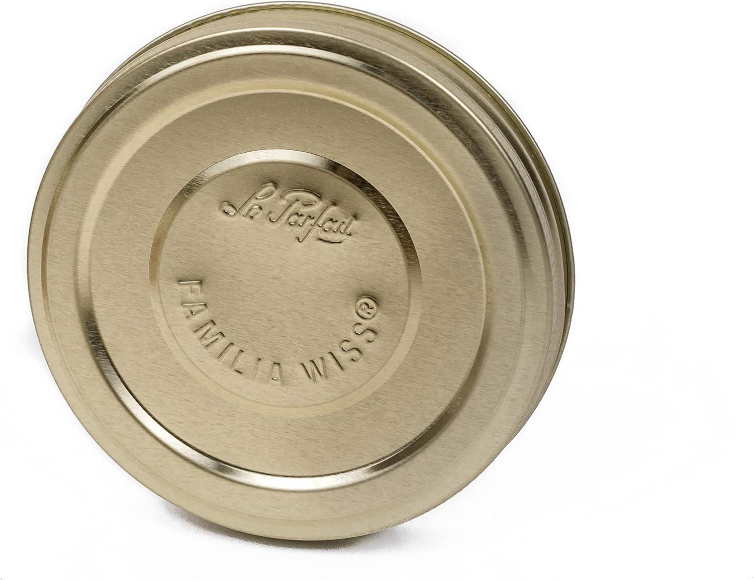 image:imageLe Parfait Familia Wiss Terrine Wide Mouth French Glass Jar wAirtight 2Piece System Gold Lids Ideal for Canning Food Storage Meal Prep Cake Jar amp DIY Crafts 16oz Pint Pack of 4 500ml33oz Single