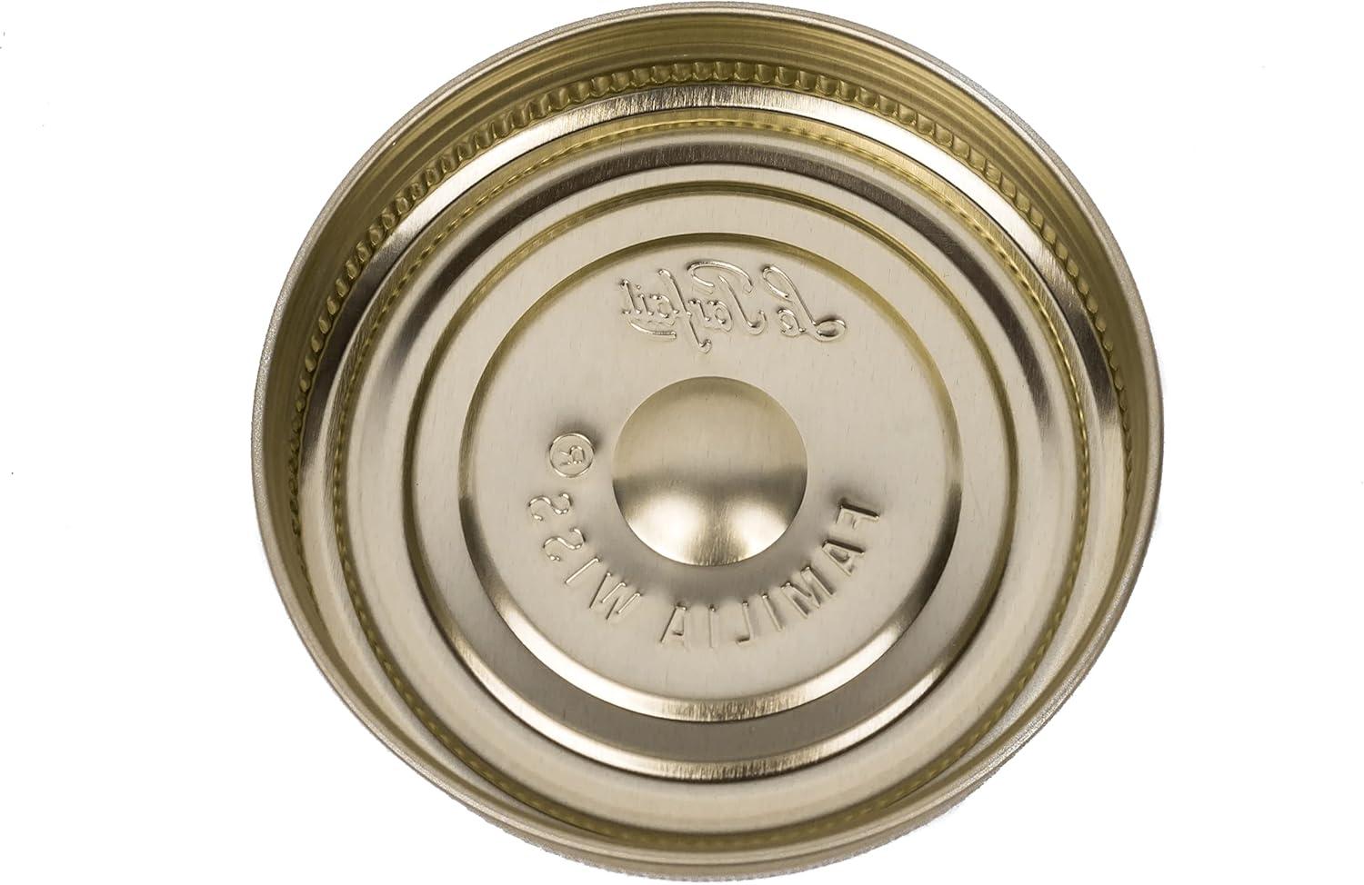 image:imageLe Parfait Familia Wiss Terrine Wide Mouth French Glass Jar wAirtight 2Piece System Gold Lids Ideal for Canning Food Storage Meal Prep Cake Jar amp DIY Crafts 16oz Pint Pack of 4 500ml32oz Single