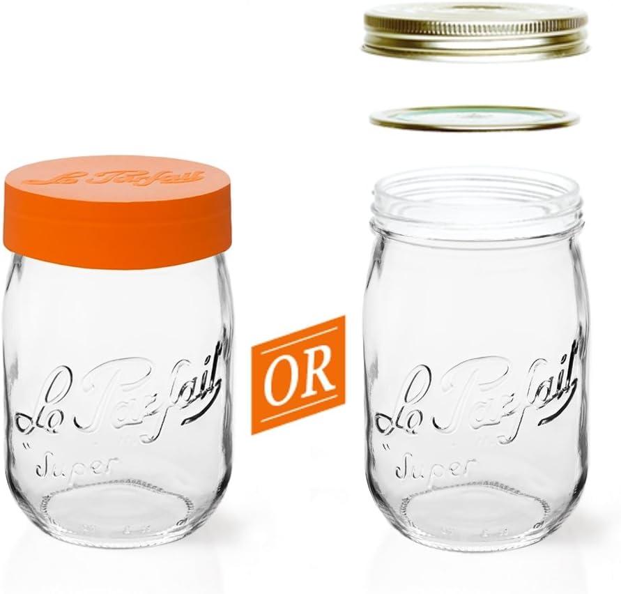 image:imageLe Parfait Screw Top Jar Wide Mouth French Glass Jar Ideal for Food and Soup Storage Canning Flour Brown Sugar and other Baking Supplies 1L32oz Pack of 4 Orange1LGold Single