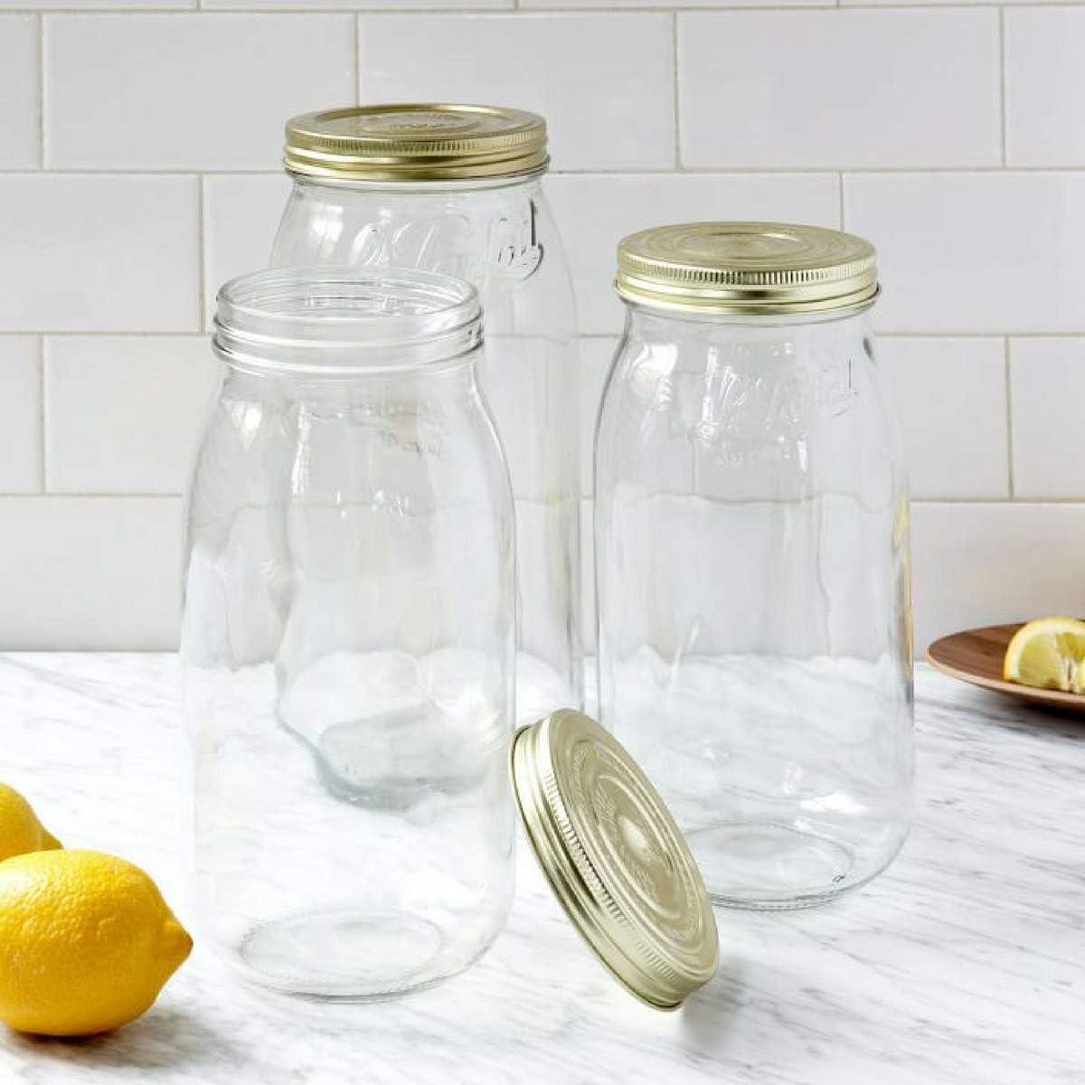 image:imageLe Parfait Screw Top Jar Wide Mouth French Glass Jar Ideal for Food and Soup Storage Canning Flour Brown Sugar and other Baking Supplies 1L32oz Pack of 4 Orange1LGold Single