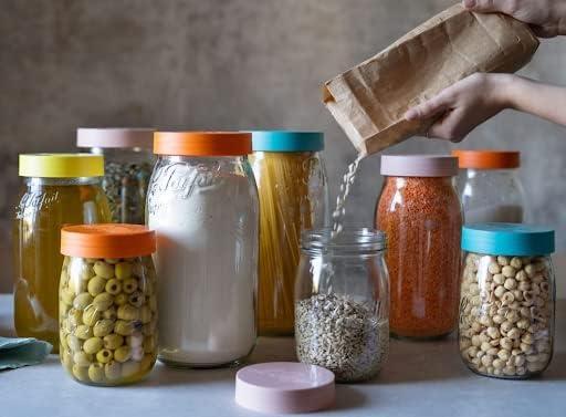 image:imageLe Parfait Screw Top Jar Wide Mouth French Glass Jar Ideal for Food and Soup Storage Canning Flour Brown Sugar and other Baking Supplies 1L32oz Pack of 4 Orange1LOrange Set4