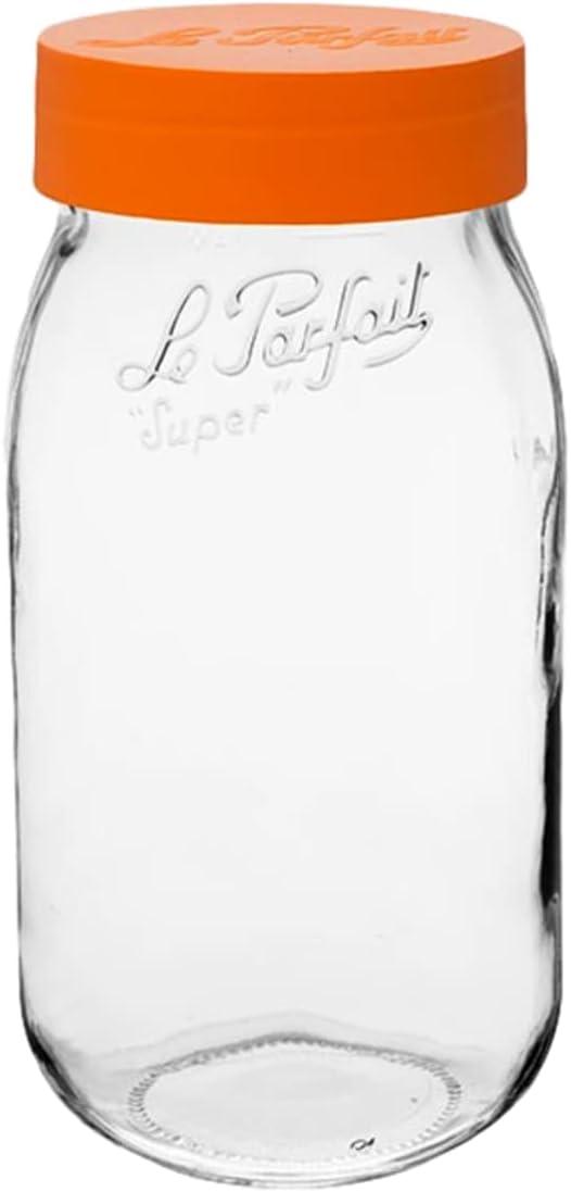image:imageLe Parfait Screw Top Jar Wide Mouth French Glass Jar Ideal for Food and Soup Storage Canning Flour Brown Sugar and other Baking Supplies 2L64oz Pack of 3 Gold2LOrange Set3