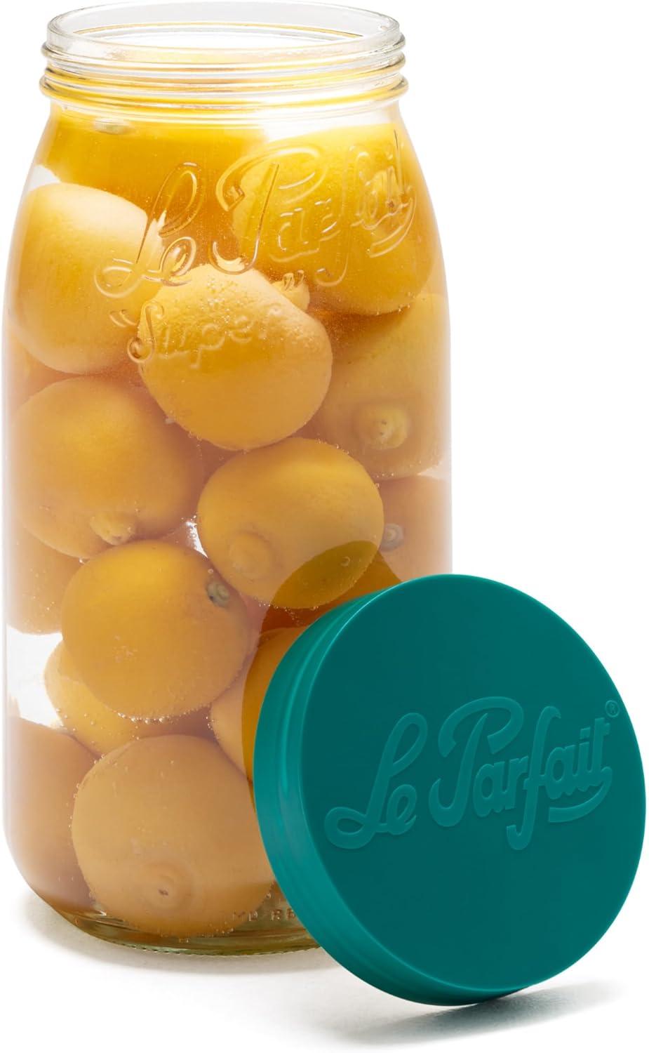 image:imageLe Parfait Screw Top Jar Wide Mouth French Glass Jar Ideal for Food and Soup Storage Canning Flour Brown Sugar and other Baking Supplies 3L96oz Single Gold3LPine Set3