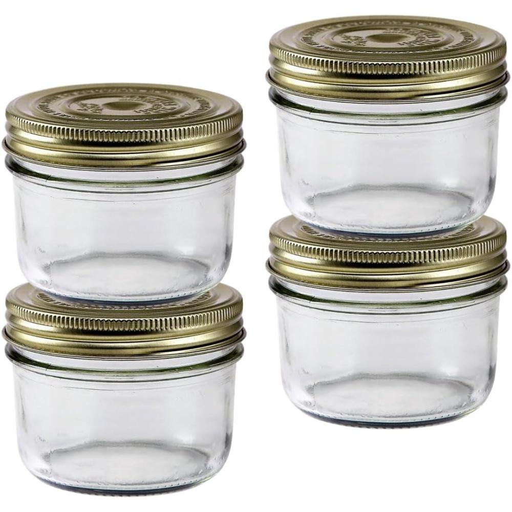 image:imageLe Parfait Familia Wiss Terrine Wide Mouth French Glass Jar wAirtight 2Piece System Gold Lids Ideal for Canning Food Storage Meal Prep Cake Jar amp DIY Crafts 16oz Pint Pack of 4 500ml12oz Set4