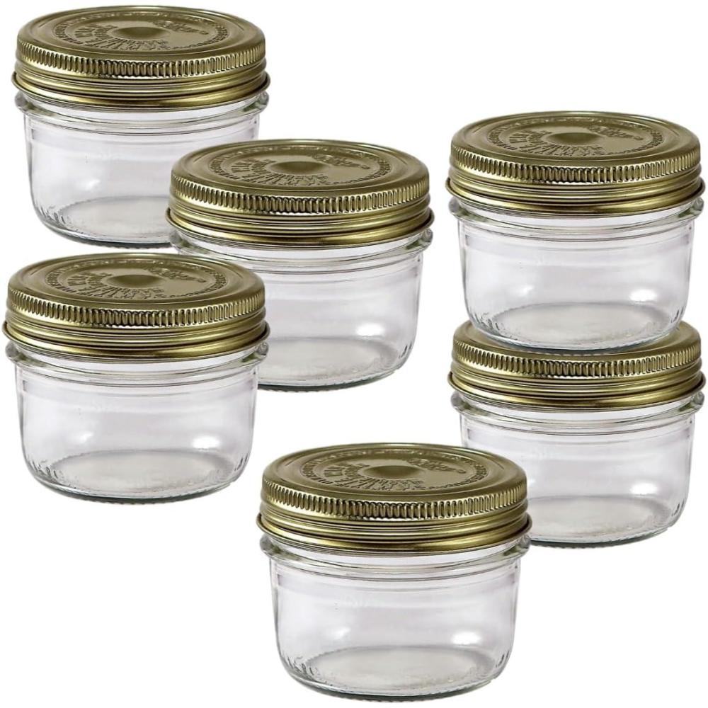 image:imageLe Parfait Familia Wiss Terrine Wide Mouth French Glass Jar wAirtight 2Piece System Gold Lids Ideal for Food Storage Canning Meal Prep Cake Jar amp DIY Crafts 24oz PintHalf Pack of 6 750ml07oz Set6