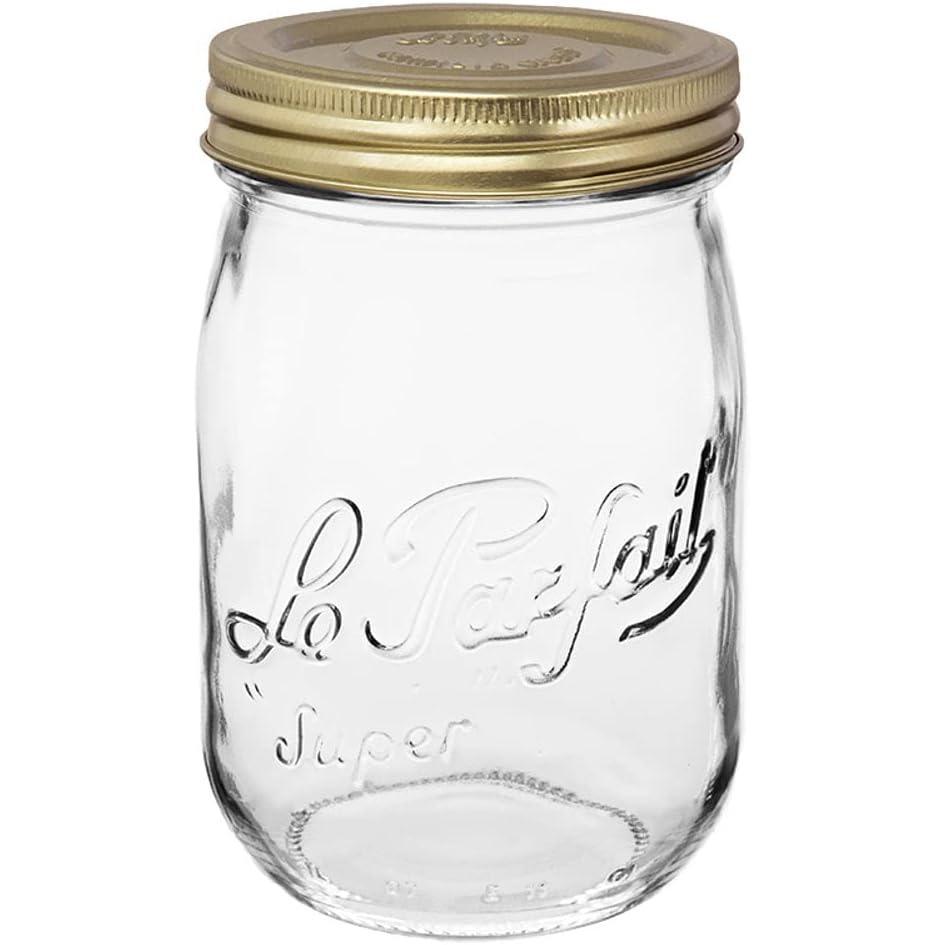 image:imageLe Parfait Screw Top Jar Wide Mouth French Glass Jar Ideal for Food and Soup Storage Canning Flour Brown Sugar and other Baking Supplies 1L32oz Pack of 4 Orange1LGold Single