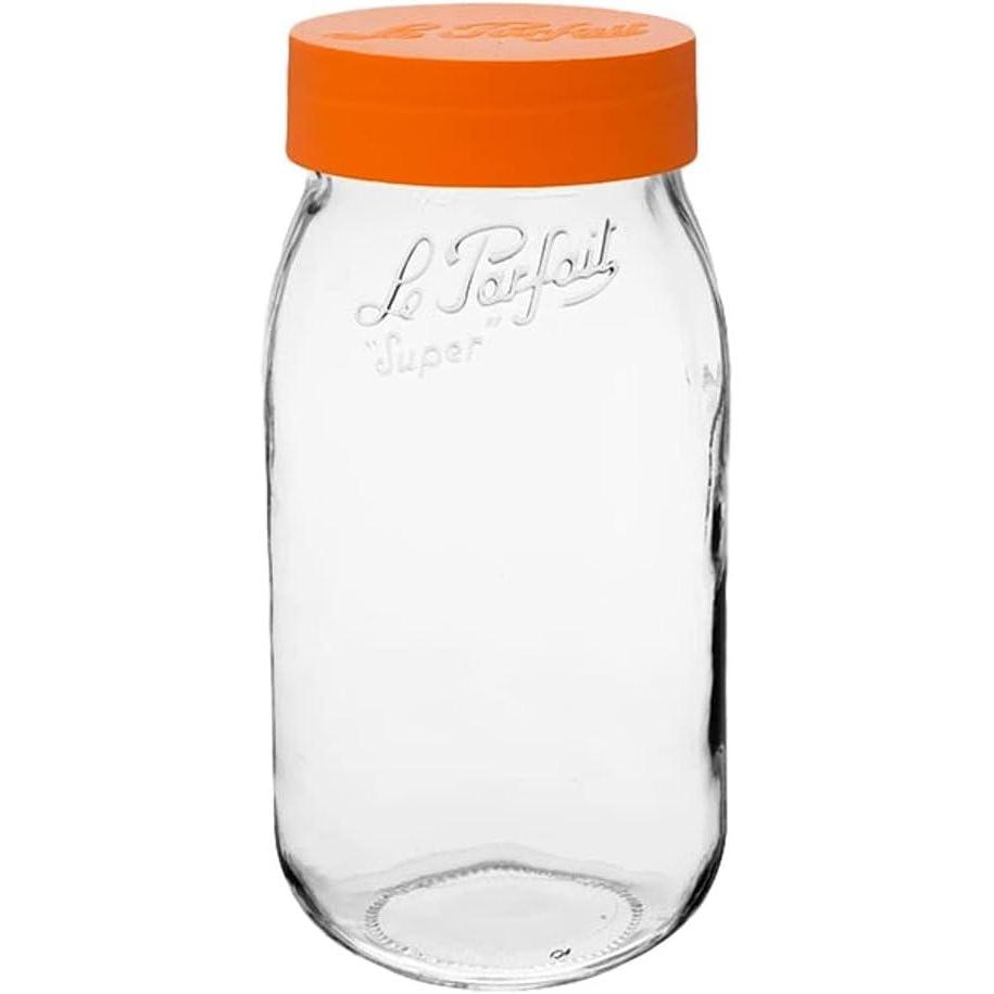 image:imageLe Parfait Screw Top Jar Wide Mouth French Glass Jar Ideal for Food and Soup Storage Canning Flour Brown Sugar and other Baking Supplies 2L64oz Pack of 3 Gold2LOrange Single