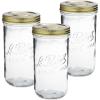 image:imageLe Parfait Familia Wiss Terrine Wide Mouth French Glass Jar wAirtight 2Piece System Gold Lids  Ideal for Canning Food Storage Meal Prep Cake Jar amp DIY Crafts  16oz Pint Pack of 4 500ml48oz Set3