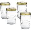 image:imageLe Parfait Familia Wiss Terrine Wide Mouth French Glass Jar wAirtight 2Piece System Gold Lids  Ideal for Canning Food Storage Meal Prep Cake Jar amp DIY Crafts  16oz Pint Pack of 4 500ml33oz Set4