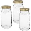 image:imageLe Parfait Screw Top Jar Wide Mouth French Glass Jar  Ideal for Food and Soup Storage Canning Flour Brown Sugar and other Baking Supplies 2L64oz Pack of 3 Gold2LGold Set3