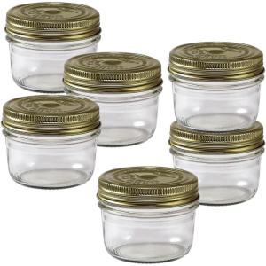 Le Parfait Familia Wiss Terrine Wide Mouth French Glass Jar w/Airtight 2-Piece System Gold Lids | Ideal for Food Storage, Canning, Meal Prep, Cake Jar & DIY Crafts | 24oz Pint/Half (Pack of 6) 750ml(07oz (Set/6))