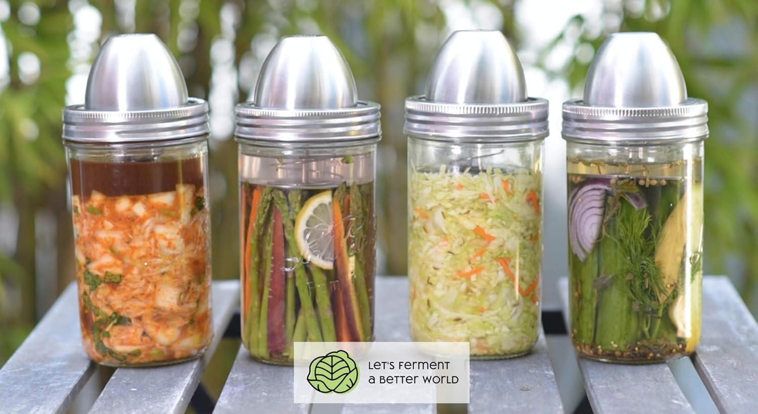 image:imageChouAmi The Little Fermenter Stainless Steel Fermenting Lid for Le Parfait Glass Canning Jars Device Only1