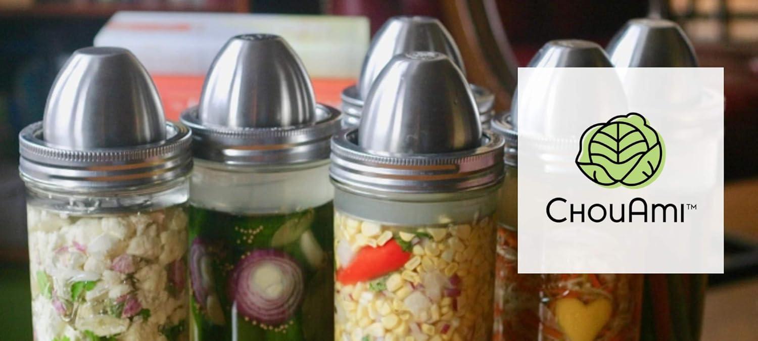 image:imageChouAmi The Little Fermenter Stainless Steel Fermenting Lid for Le Parfait Glass Canning Jars Device Only1