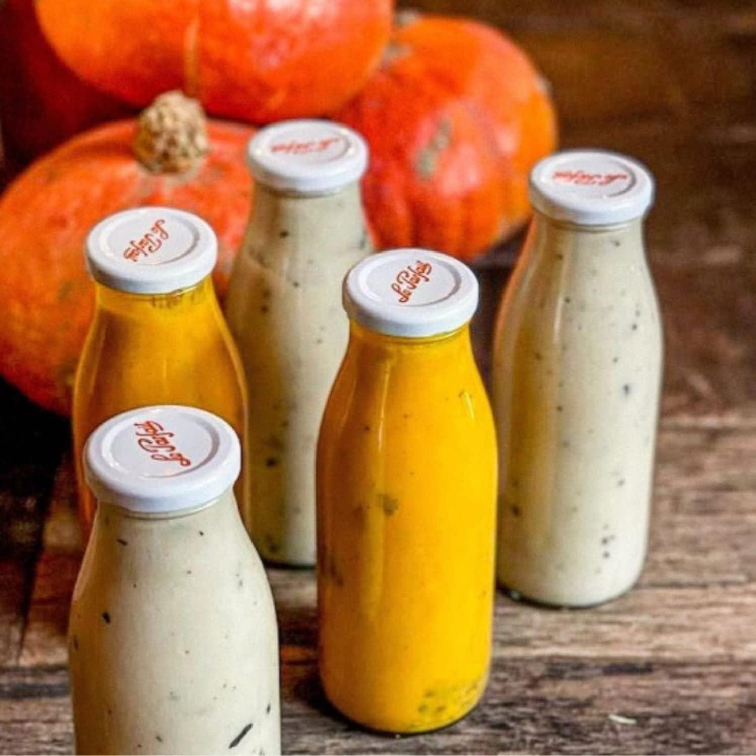 image:imageLe Parfait Bottles French Glass Milk Bottle with 48mm Printed Logo Airtight Metal Twist Cap Used for Smoothie Water Bottle Preserved Tomato Sauce amp other Soups 32oz Pack of 6 1 LiterMilk Cap 500ml 16oz6Pack