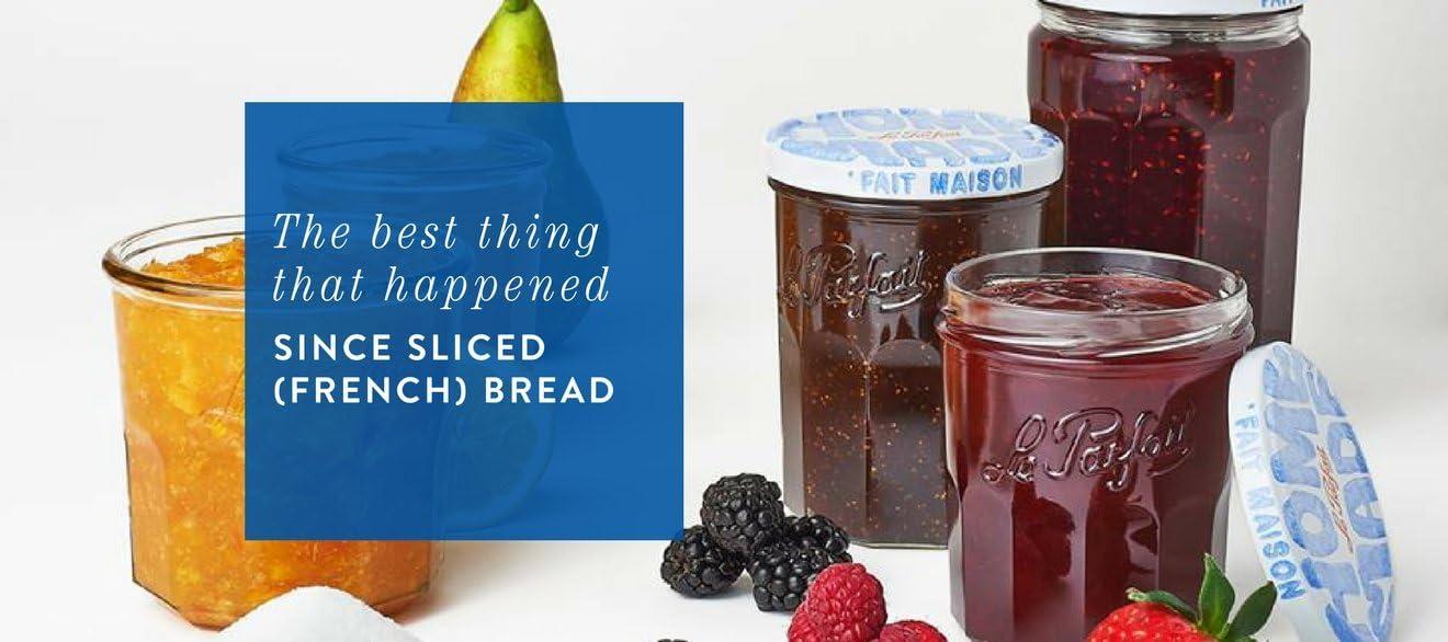 image:imageLe Parfait Jam Jars Clear Canning Jars wColorful Airtight Metal Lids Sturdy French Faceted NonSlip Glass Body Works for Jam Jelly Storage Snacks Picnic DIY 11oz Pack of 6 324ml324ml Set8 Pot