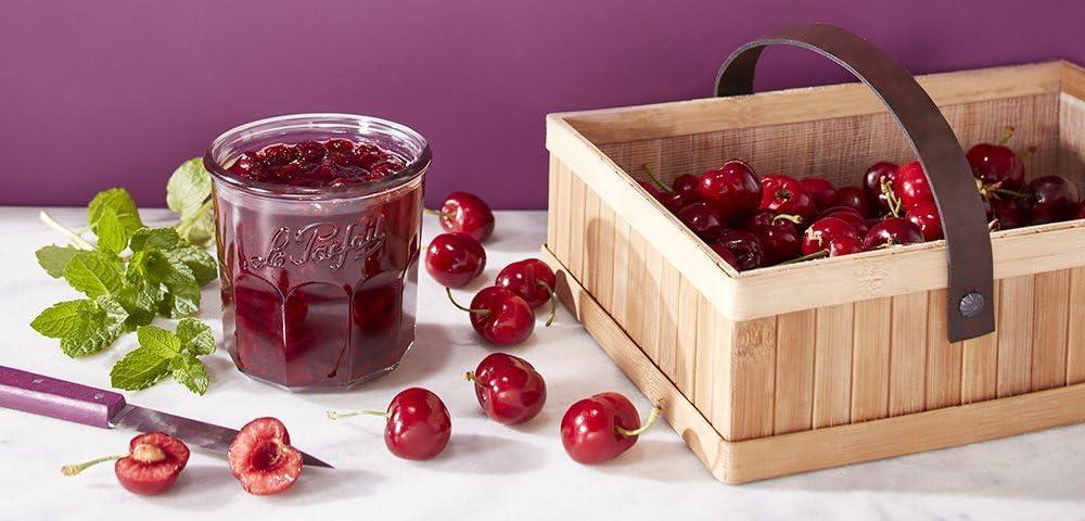 image:imageLe Parfait Jam Jars Clear Canning Jars wColorful Airtight Metal Lids Sturdy French Faceted NonSlip Glass Body Works for Jam Jelly Storage Snacks Picnic DIY 11oz Pack of 6 324ml324ml Set8 Pot