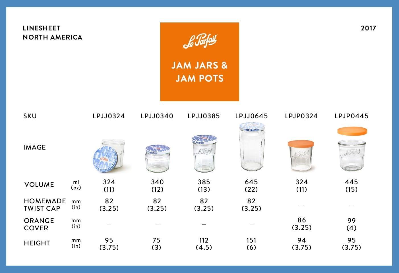 image:imageLe Parfait Jam Jars Clear Canning Jars wColorful Airtight Metal Lids Sturdy French Faceted NonSlip Glass Body Works for Jam Jelly Storage Snacks Picnic DIY 13oz Pack of 6 385ml