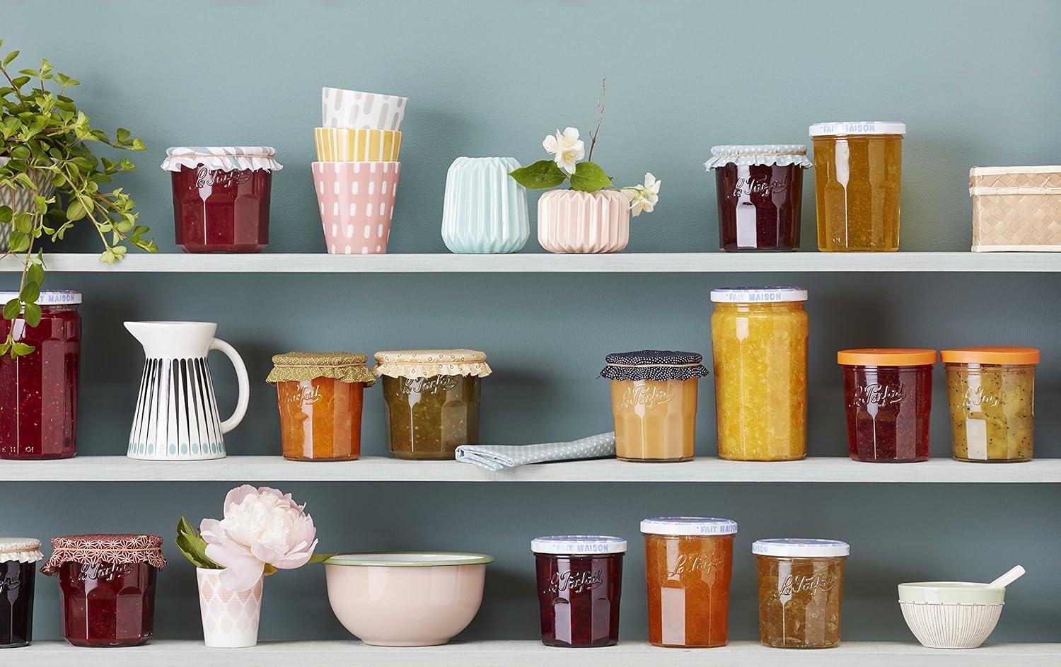 image:imageLe Parfait Jam Jars Clear Canning Jars wColorful Airtight Metal Lids Sturdy French Faceted NonSlip Glass Body Works for Jam Jelly Storage Snacks Picnic DIY 11oz Pack of 6 324ml324ml Set8 Pot