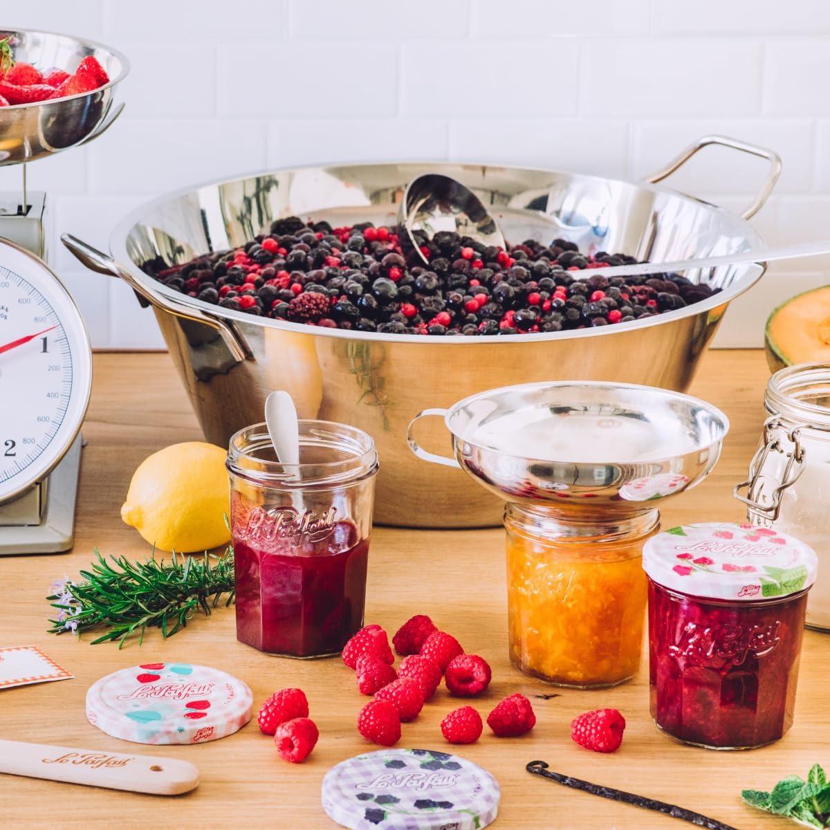 image:imageLe Parfait Jam Jars Clear Canning Jars wColorful Airtight Metal Lids Sturdy French Faceted NonSlip Glass Body Works for Jam Jelly Storage Snacks Picnic DIY 13oz Pack of 6 385ml