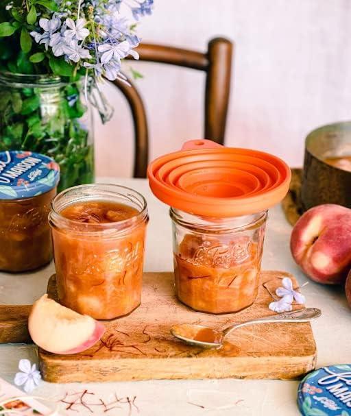 image:imageLe Parfait Jam Pots Clear Jars with Orange Snap Lids Sturdy French Faceted NonSlip Glass Body Works as Drinking Glass Cup for Iced Tea or Coffee amp Spice Storage 15oz Pack of 6 445ml