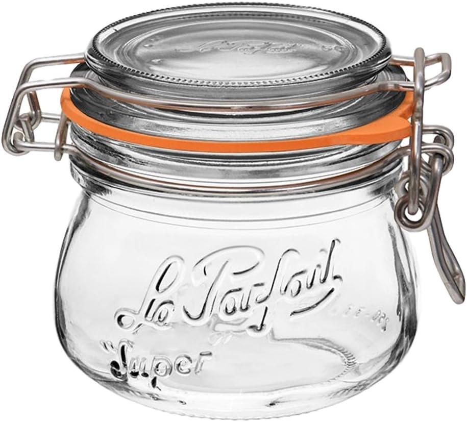 image:imageLe Parfait Super Jar 15L French Glass Canning Jars wRound Body Wide Mouth Airtight Lid Clear Glass 48ozQuart amp Half 3pk08oz Single