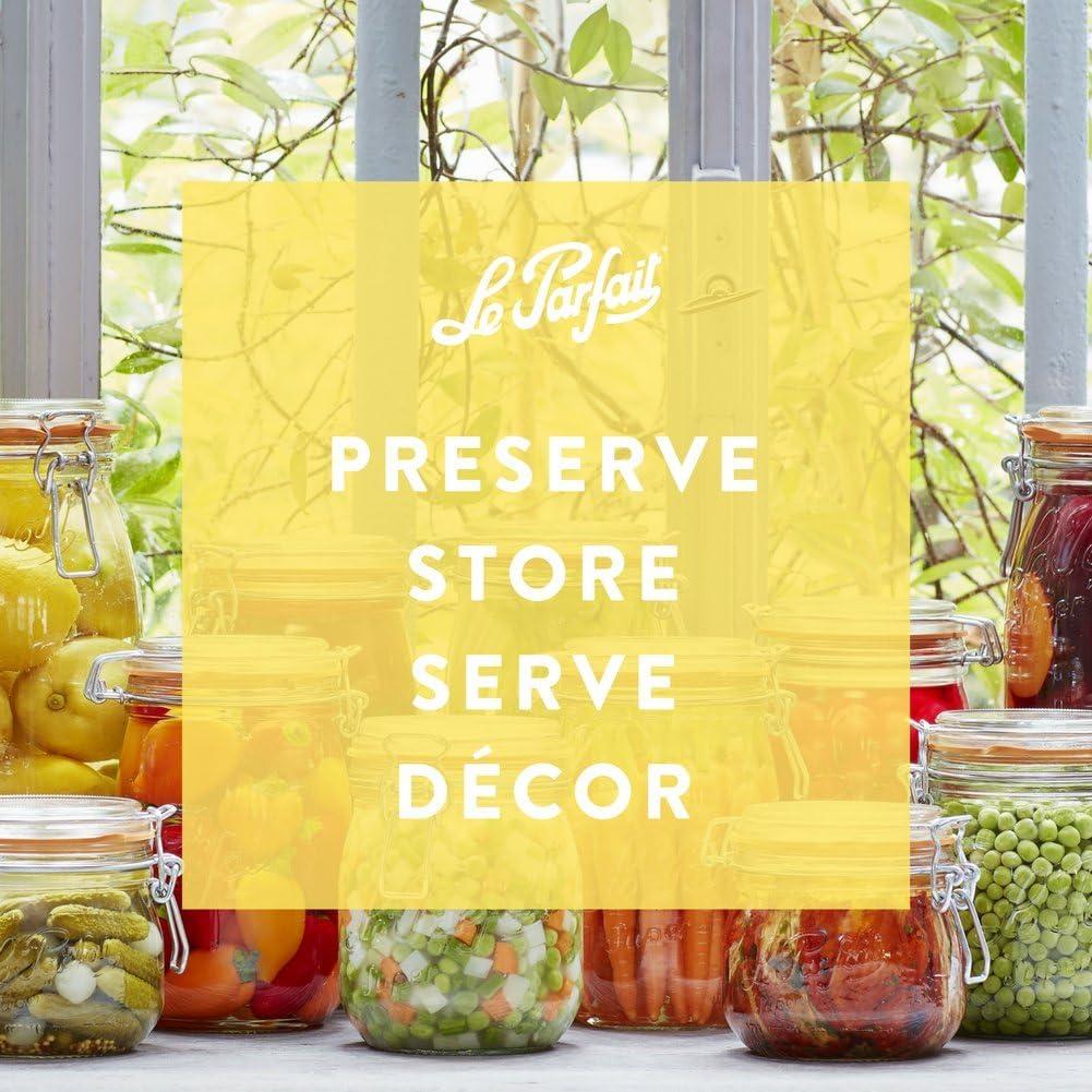 image:imageLe Parfait Super Jar 15L French Glass Canning Jars wRound Body Wide Mouth Airtight Lid Clear Glass 48ozQuart amp Half 3pk24oz Single