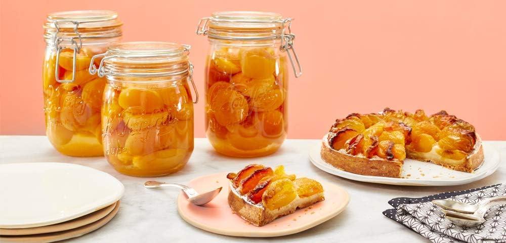 image:imageLe Parfait Super Jar 15L French Glass Canning Jars wRound Body Wide Mouth Airtight Lid Clear Glass 48ozQuart amp Half 3pk24oz Single