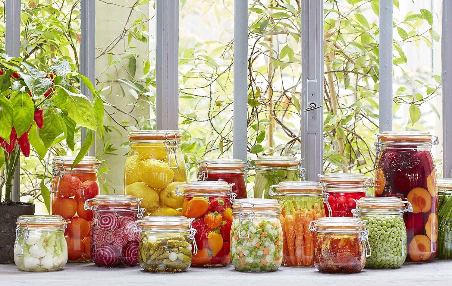 image:imageLe Parfait Super Jar 15L French Glass Canning Jars wRound Body Wide Mouth Airtight Lid Clear Glass 48ozQuart amp Half 3pk48oz Set3