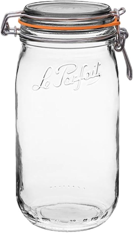 image:imageLe Parfait Super Jar 15L French Glass Canning Jars wRound Body Wide Mouth Airtight Lid Clear Glass 48ozQuart amp Half 3pk48oz Single