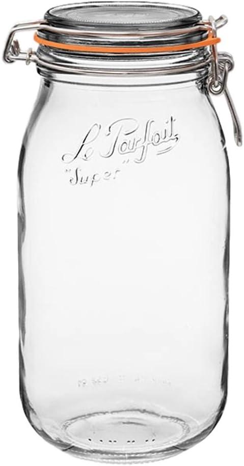 image:imageLe Parfait Super Jar 15L French Glass Canning Jars wRound Body Wide Mouth Airtight Lid Clear Glass 48ozQuart amp Half 3pk64oz Single