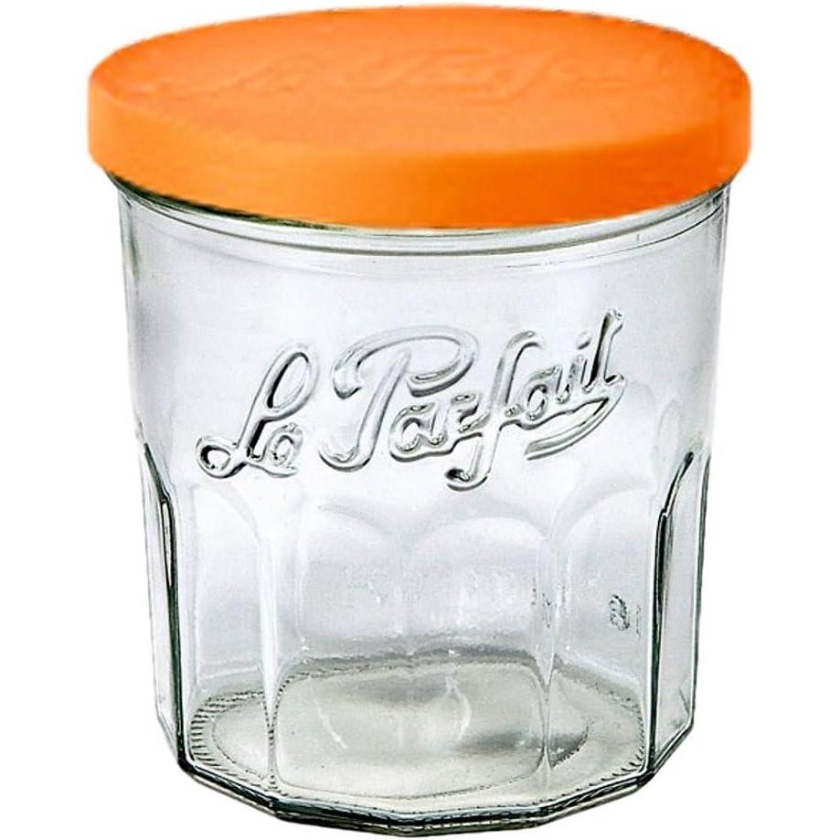 image:imageLe Parfait Jam Jars Clear Canning Jars wColorful Airtight Metal Lids Sturdy French Faceted NonSlip Glass Body Works for Jam Jelly Storage Snacks Picnic DIY 11oz Pack of 6 324ml324ml Set8 Pot