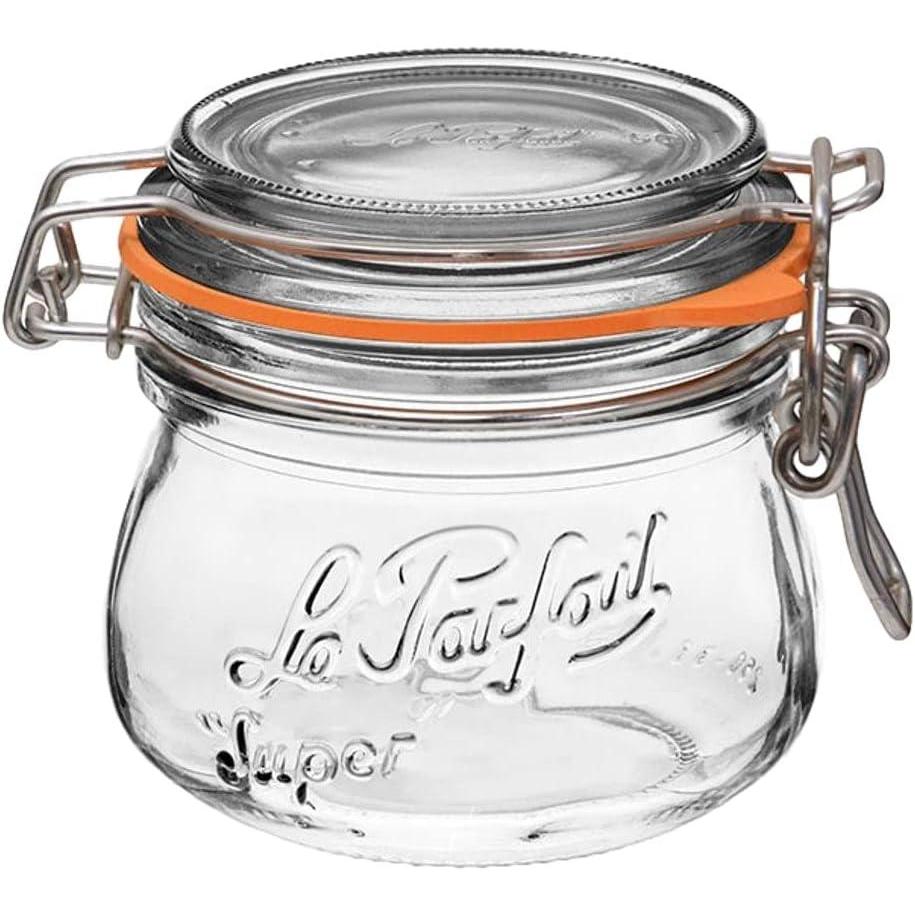 image:imageLe Parfait Super Jar 15L French Glass Canning Jars wRound Body Wide Mouth Airtight Lid Clear Glass 48ozQuart amp Half 3pk08oz Single