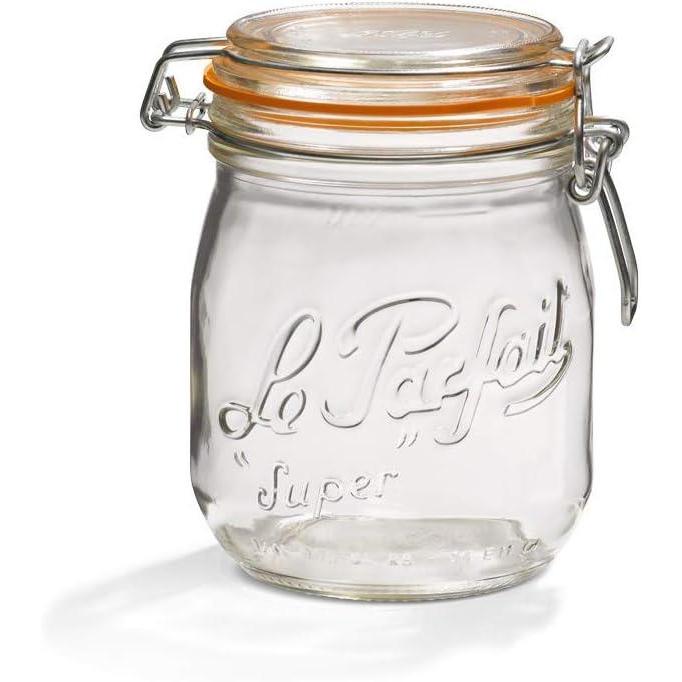 image:imageLe Parfait Super Jar 15L French Glass Canning Jars wRound Body Wide Mouth Airtight Lid Clear Glass 48ozQuart amp Half 3pk750ml OLD