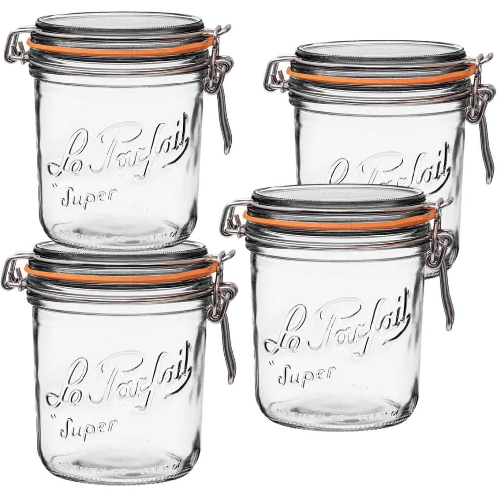 image:imageLe Parfait Super Terrine Jar 12oz Pack of 6 350ml French Glass Jar Airtight Rubber Seal amp Glass Lid Glass Jars for Kitchen Organization and Storage Containers for Essentials750ml Set4