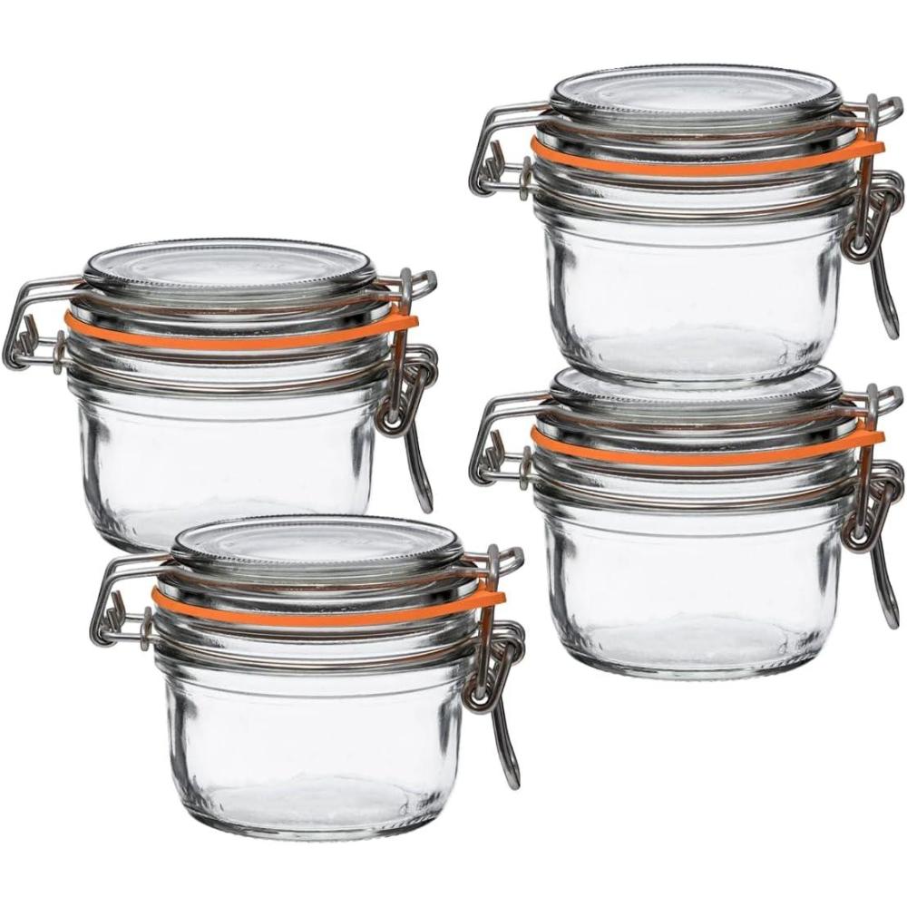 image:imageLe Parfait Super Terrine Jar 12oz Pack of 6 350ml French Glass Jar Airtight Rubber Seal amp Glass Lid Glass Jars for Kitchen Organization and Storage Containers for Essentials125ml Set4
