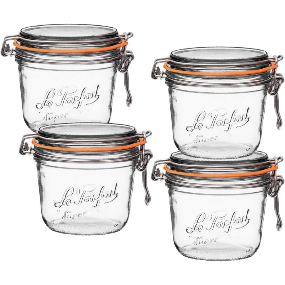 image:imageLe Parfait Super Terrine Jar 12oz Pack of 6 350ml French Glass Jar Airtight Rubber Seal amp Glass Lid Glass Jars for Kitchen Organization and Storage Containers for Essentials500ml Set4
