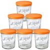 image:imageLe Parfait Jam Pots Clear Jars with Orange Snap Lids  Sturdy French Faceted NonSlip Glass Body  Works as Drinking Glass Cup for Iced Tea or Coffee amp Spice Storage  11oz Pack of 6 324ml