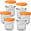 image:imageLe Parfait Jam Pots Clear Jars with Orange Snap Lids  Sturdy French Faceted NonSlip Glass Body  Works as Drinking Glass Cup for Iced Tea or Coffee amp Spice Storage  15oz Pack of 6 445ml