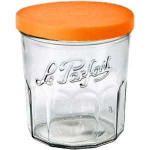 Le Parfait Jam Jars Clear Canning Jars w/Colorful Airtight Metal Lids | Sturdy French Faceted Non-Slip Glass Body | Works for Jam + Jelly Storage, Snacks, Picnic, DIY| 11oz (Pack of 6) 324ml(324ml (Set/8  Pot))