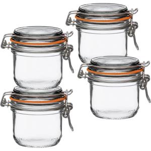 Le Parfait Super Terrine Jar | 12oz (Pack of 6) 350ml French Glass Jar, Airtight Rubber Seal & Glass Lid | Glass Jars for Kitchen Organization and Storage Containers for Essentials(200ml (Set/4))