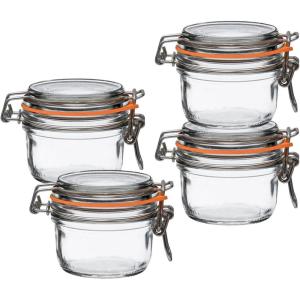 Le Parfait Super Terrine Jar | 12oz (Pack of 6) 350ml French Glass Jar, Airtight Rubber Seal & Glass Lid | Glass Jars for Kitchen Organization and Storage Containers for Essentials(125ml (Set/4))