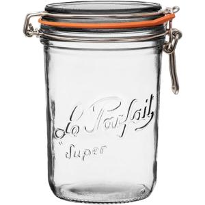 Le Parfait Super Terrine Jar | 12oz (Pack of 6) 350ml French Glass Jar, Airtight Rubber Seal & Glass Lid | Glass Jars for Kitchen Organization and Storage Containers for Essentials(1L (Single))