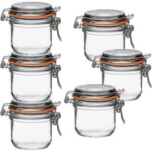 Le Parfait Super Terrine Jar | 4oz (Pack of 4) 125ml French Glass Jar, Airtight Rubber Seal & Glass Lid | Glass Jars for Kitchen Organization and Storage Containers for Essentials(200ml (Set/6))