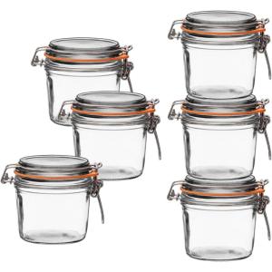 Le Parfait Super Terrine Jar | 4oz (Pack of 4) 125ml French Glass Jar, Airtight Rubber Seal & Glass Lid | Glass Jars for Kitchen Organization and Storage Containers for Essentials(350ml (Set/6))