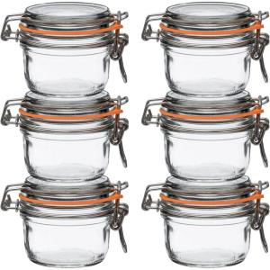 Le Parfait Super Terrine Jar | 4oz (Pack of 4) 125ml French Glass Jar, Airtight Rubber Seal & Glass Lid | Glass Jars for Kitchen Organization and Storage Containers for Essentials(125ml (Set/6))